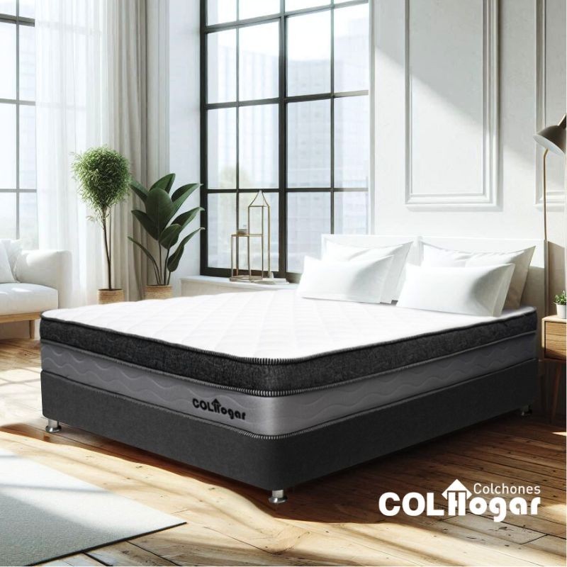 Colchón  Imperial Euro 160X190X28 + Base Cama + Protector + Almohadas