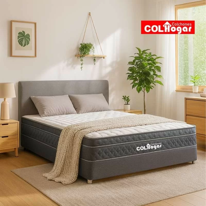 Colchón Venecia 140X190 + Base + Espaldar + Protector + Almohadas