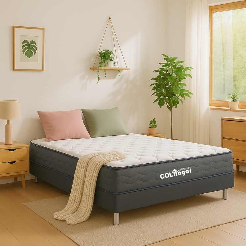 Colchón Malta Lux 100x190 + Base Cama + Protector + Almohada