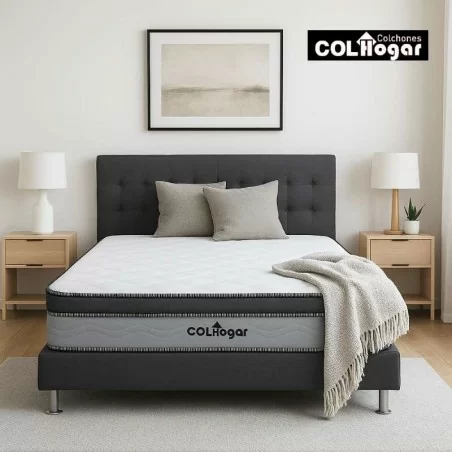 Colchón Imperial Euro 120X190X28 + Base Cama + Espaldar + Protector Acolchado+ Almohada