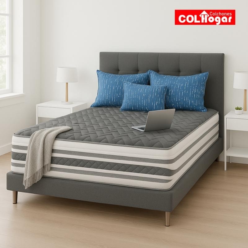 Colchon Ortopédico Zafiro 200x200 + Base + Espaldar + Protector + Almohadas