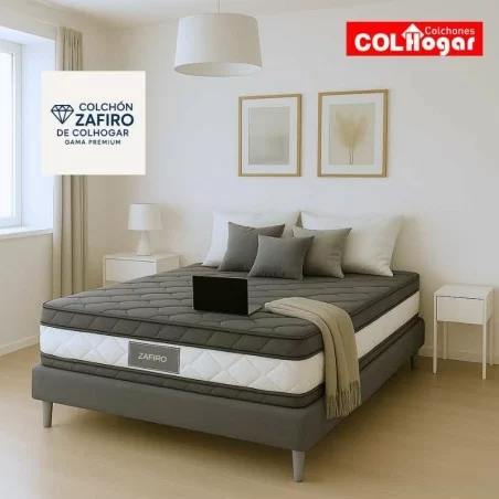 Colchon Ortopédico Zafiro Plus 200x200 + Base + Protector Acolchado + Almohadas