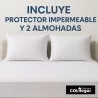 Colchón Malta Lux 140x190 + Base Cama + Protector Acolchado + Almohadas