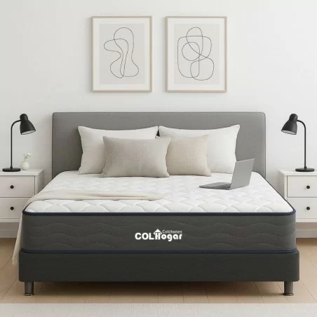 Colchón Malta Lux 100x190 + Base Cama + Espaldar