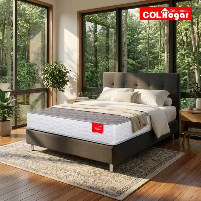 Colchón Super ortopédico Roma 100X190 + Base Cama + Espaldar + Protector Acolchado+ Almohada