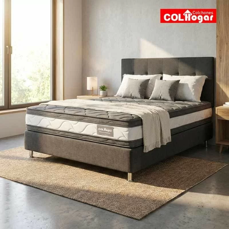 Colchon Ortopédico Zafiro Plus 120X190 + Base + Espaldar + Protector Acolchado + Almohada