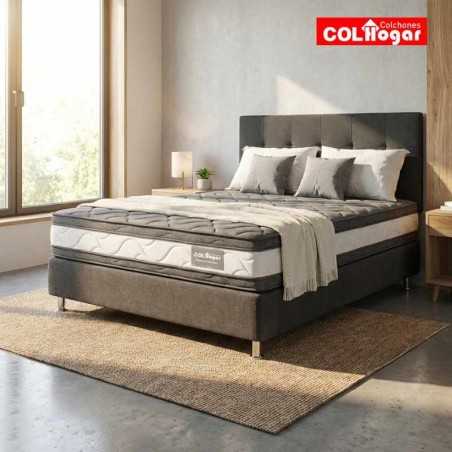 Colchon Ortopédico Zafiro Plus 200x200 + Base + Espaldar + Protector Acolchado + Almohadas