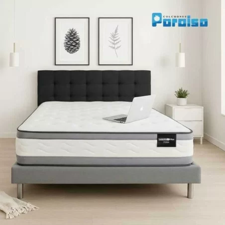 Colchón Firm Cassata 100X190 + Base + Espaldar Cama Marca Paraiso