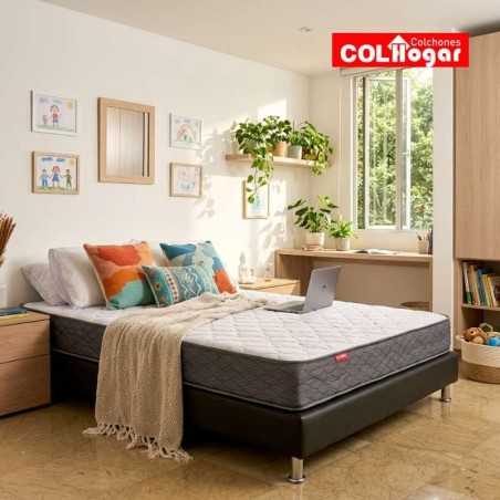 Colchón Cassata Essential 120X190 + Base Cama + Protector Impermeable + 2 Almohadas