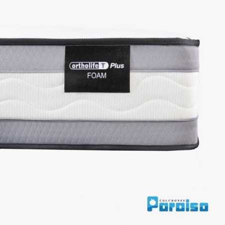 Colchón Ortholife Foam 100X190 A24 Marca Paraiso + Base Cama + Espaldar+protector+almohada