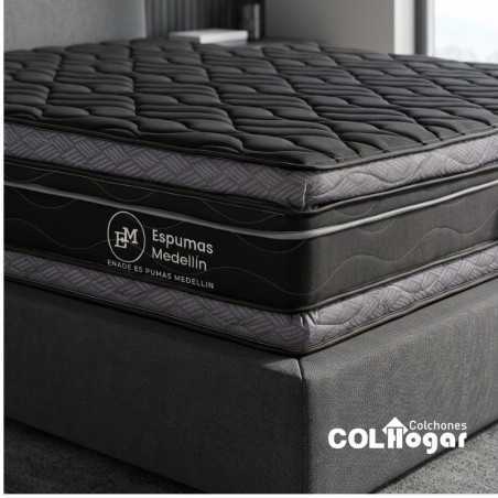 Colchón Empire Foam 140X190X38 + Base Cama + Espaldar + Protector Impermeable +2 Almohadas Viscoelásticas