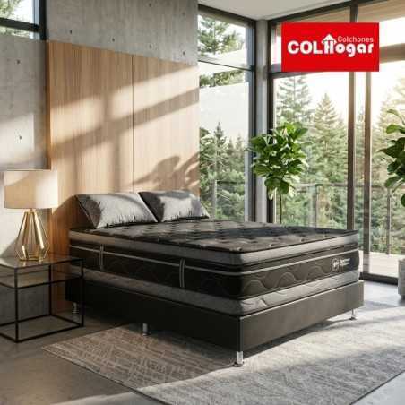 Colchón Empire Foam 140X190X38 + Base Cama + Espaldar + Protector Impermeable +2 Almohadas Viscoelásticas