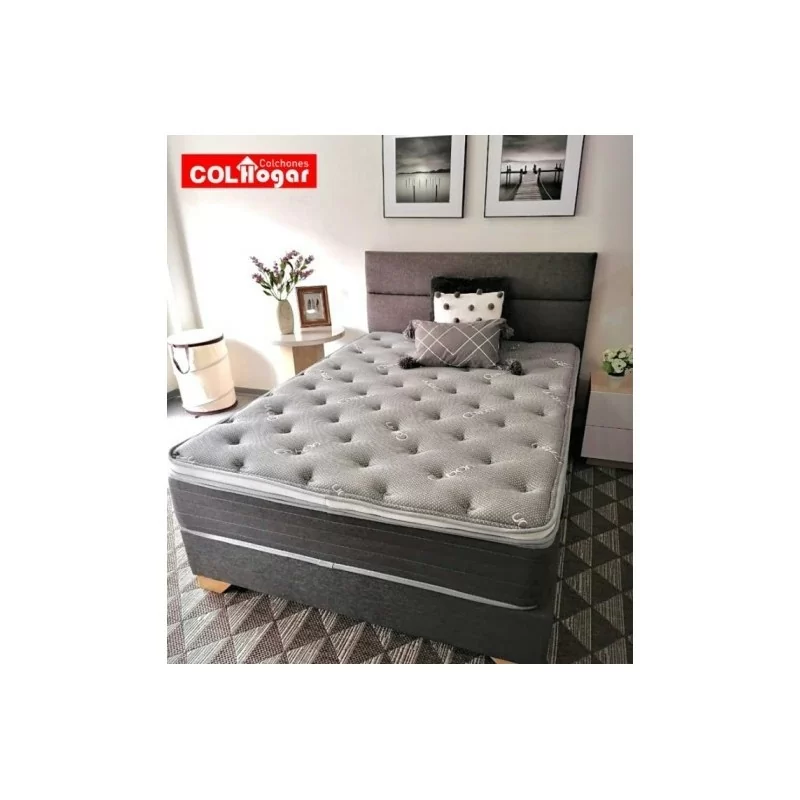 COLCHON VITAL 200X200 + BASE + ESPALDAR ITALIA + PROTECTOR ACOLCHADO+ ALMOHADAS