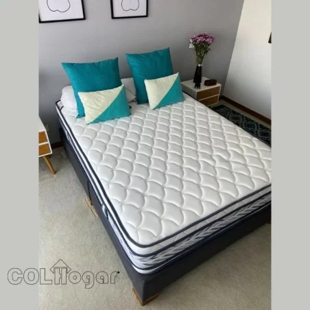 OUTLET COLCHON HOTELERO ORTOPEDICO PLUS 200X200 + BASES BOX + PROTECTOR + ESPALDAR + ALMOHADAS