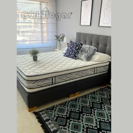OUTLET COLCHON HOTELERO ORTOPEDICO PLUS 200X200 + BASES BOX + PROTECTOR + ESPALDAR + ALMOHADAS