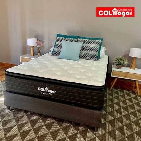 COLCHON PREMIUM EURO 200X200 + BASE CAMA DIVIDIDA+ PROTECTOR ACOLCHADO+ 2 ALMOHADAS