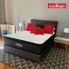 COLCHON PREMIUM EURO 140X190 + BASE + ESPALDAR + PROTECTOR ACOLCHADO + 2 ALMOHADAS