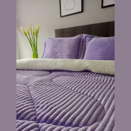 Acolchado Doble faz Acanalado-Ovejero para Cama Doble. Incluye Fundas y cojines decorativos