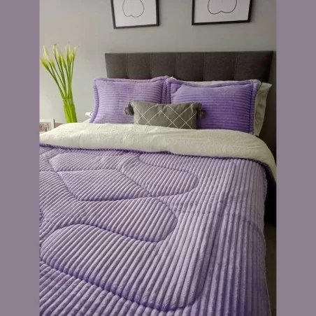 Acolchado Doble faz Acanalado-Ovejero para Cama Doble. Incluye Fundas y cojines decorativos