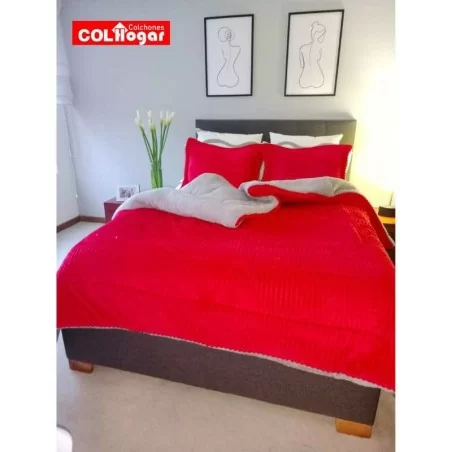 Acolchado Doble faz Acanalado-Ovejero para Cama Doble. Incluye Fundas y cojines decorativos