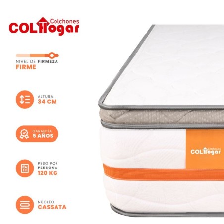 Colchón  Super Luxe 120X190X34 + Protector + 1 Almohada